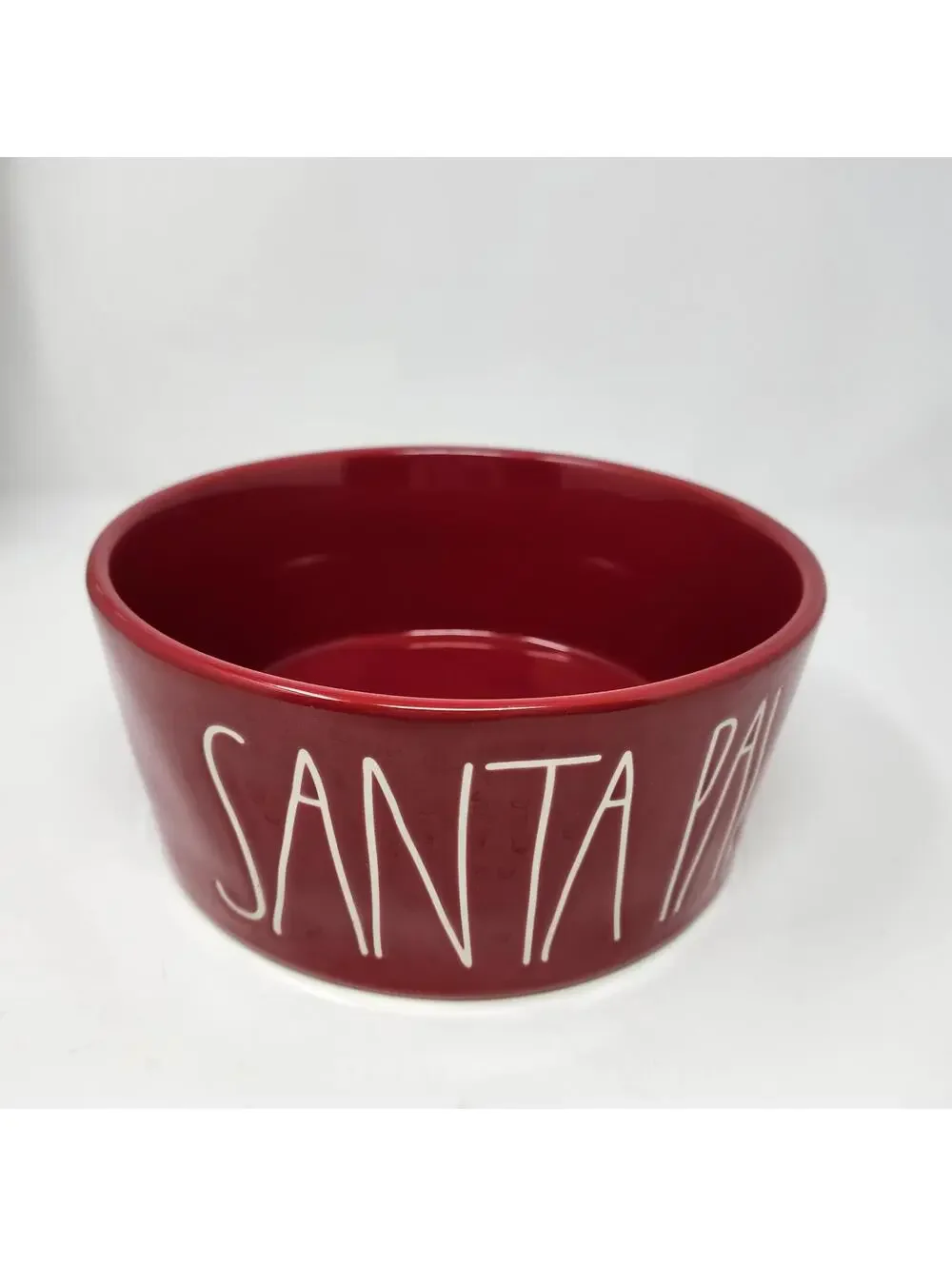 Rae Dunn Santa Paws Red Ceramic Pet Bowl Christmas Dog Dish